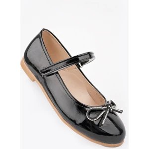 Bıyık Fiyonk Siyah Rugan Kız Çocuk Ayakkabı