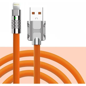 Ios Iphone Ipad Uyumlu Lightning Metal Başlıklı 120W 3.4A Hızlı Şarj Kablosu -Turuncu AL4387