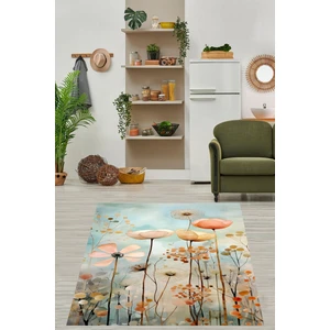 Floral Desen Modern Yıkanabilir Kaymaz Taban Leke Tutmaz Salon Halısı