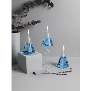 Hope Buz Mavisi cam Kandil Seti (3 Adet Cam Kandil - 200 ml Kandil Yağı - 3 Adet Kandil Fitili )