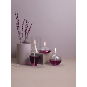 Glory Mürdüm cam Kandil Seti (3 Adet Cam Kandil - 200 ml Kandil Yağı - 3 Adet Kandil Fitili )