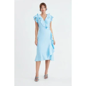 Beli Bağlamalı Fırfırlı Elbise