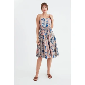 Ip Askılı Etnik Desen Elbise