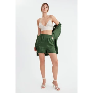 Beli Lastikli Parlak Saten Şort