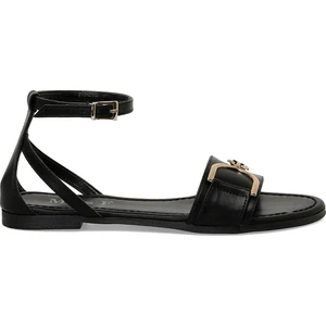 Miss F DS24015 4fx Siyah Kadın Düz Sandalet