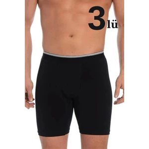 3'lü Paket Erkek Uzun Paçalı Likralı Boxer Siyah - 2xl