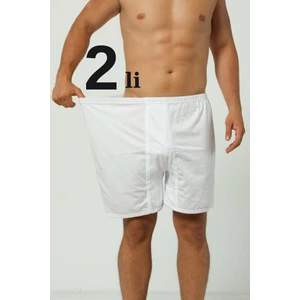 Büyük Beden Erkek Paçalı Külot Boxer 2'li Paket  Pamuk Beyaz - 3xl