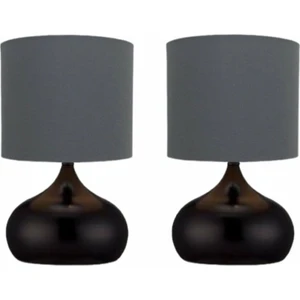 571 Store 2 Adet Elips Masa Abajuru Metal Ayak Kumaş Başlık