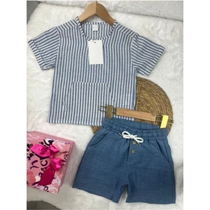 Biggbom Kidswear Keten Şortlu Erkek Çocuk Takım