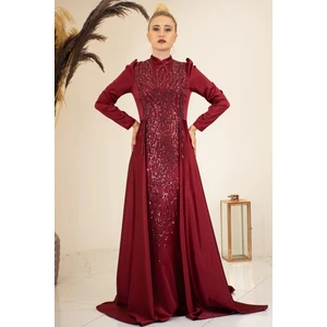 Damla Tesettür Abiye Bordo
