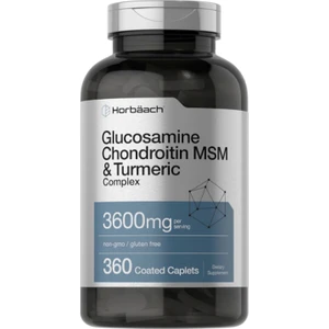 Horbäach Glucosamine Chondroitin Msm | 3600 Mg | 360 Coated Caplets | Advanced Formula With Turmeric | Non-Gmo  Gluten Free