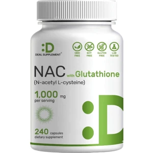 Deal Supplement Nac Supplement (N-Acetyl Cysteine) 1 000*MG Per Serving With Reduced Glutathione  240*CAPSULES – Antioxidant Support For Immune Health  Lung  & Liver Function