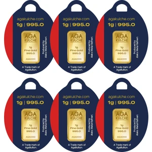 Agakulche 1 Gram (995) 24 Ayar Külçe Altın 6 Adet