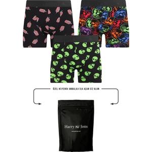 Harry Jons Erkek 3'lü Boxer  Kumaş Premium Paket Özel Dizayn. Düz Likralı Boxer Şort Çeyizlik Hediyelik