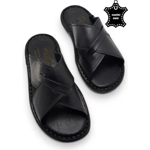 Magic Shoes Tamamen  Deri ve Topuk Yastık Sistemli Ortopedik Erkek Terlik