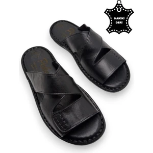 Magic Shoes Tamamen  Deri ve Topuk Yastık Sistemli Ortopedik Erkek Terlik