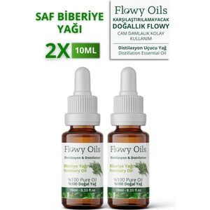 Flowy Oils Saf Biberiye Yağı 2'li Set  Doğal Bitkisel Uçucu Yağ Rosemary Oil 10ML