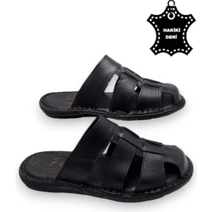 Magic Shoes Tamamen  Deri ve Topuk Yastık Sistemli Ortopedik Erkek Terlik