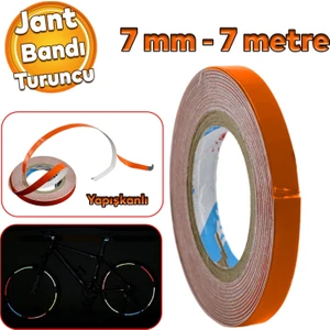 Yapışkanlı Neon Bisiklet Motosiklet Araba Jant Bandı 7 mm x 7 Metre Turuncu Reflektif Parlayan Bant