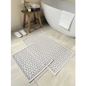 Pasific Doğal Pamuklu 2'li Banyo Paspası 60X100+50X60 cm - Gri