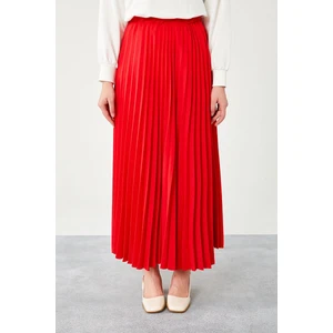 Lêvi D'or Kırmızı Pliseli Beli Lastikli Etek