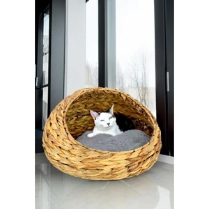 Hasır Kedi ve Köpek Yatağı Iç Minderli 48 cm Kahverengi