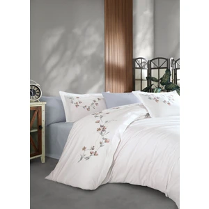 Nakışlı Poplin Saten Beyaz Nevresim Takımı -  Carmen