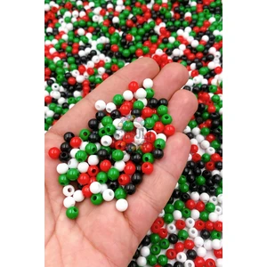 Ebruli Boncuk 8 mm Lüx Filistin Bayraklı Akrilik Boncuk Renkli 200 Adet Takı Yapımı Bead (50 Gr)