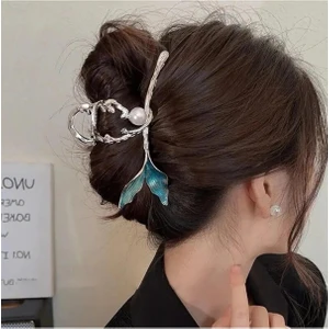 Inci Detaylı Turkuaz Balık Kuyruğu Toka (ÖLÇÜ:12CM)