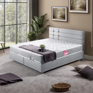 Viyana Çift Kişilik Baza Başlık Letto Yatak Seti Açık Gri