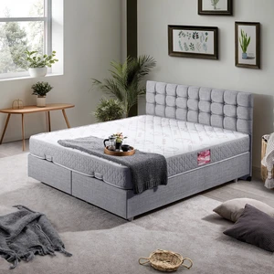 Venedik Çift Kişilik Baza Başlık Letto Yatak Seti - Açık Gri