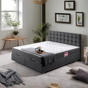 Venedik Çift Kişilik Baza Başlık Letto Yatak Seti - Antrasit