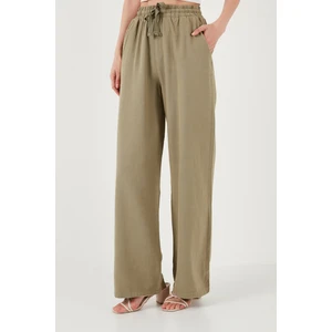 Pamuklu Relaxed Fit Yüksek Bel Bol Paça Pantolon Kadın Pantolon 668YP5118