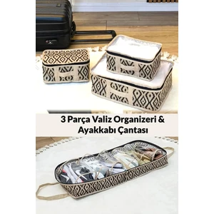 3 Parça Valiz Bavul Düzenleyici & Ayakkabı Hurcu