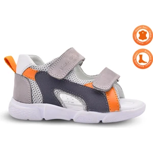 Kids A More Samba Çift Cırtlı Air File Detaylı  Deri Erkek Bebek Sandalet Gri