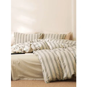 Naturel Pamuk Striped Çift Kişilik Nevresim Takımı