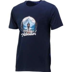 Erkek Bisiklet Yaka Mevsimlik Adventure Baskılı Standart Fit Lacivert T-Shirt