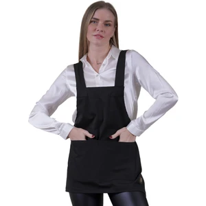 Exve Exclusive Siyah Çift Cepli Basic Çok Amaçlı Önlük Apron Şef Barista Ressam Işçi  Mutfak Önlüğü