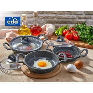 Cookware ZK-905 Büyük Boy Asya 3'lü Granit Döküm Kapaklı Sahan Set
