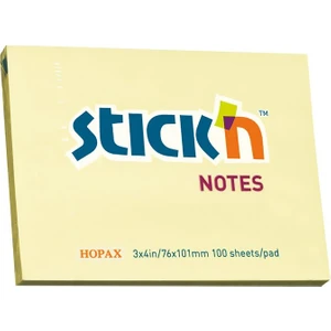 Stick'n 21008 Yapışkanlı Not Kağıdı 76X101 100 Yaprak Pastel Sarı