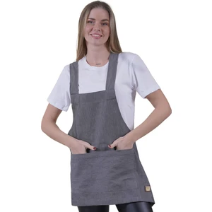 Exve Exclusive Gri Melanj Çift Cepli Basic Çok Amaçlı Önlük Apron Şef Barista Ressam Işçi  Mutfak Önlüğü