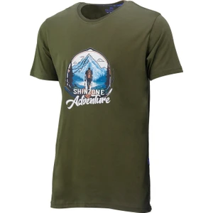 Erkek Bisiklet Yaka Mevsimlik Adventure Baskılı Standart Fit Haki T-Shirt