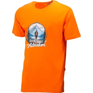 Erkek Bisiklet Yaka Mevsimlik Adventure Baskılı Standart Fit Turuncu T-Shirt
