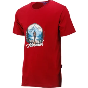 Erkek Bisiklet Yaka Mevsimlik Adventure Baskılı Standart Fit Bordo T-Shirt