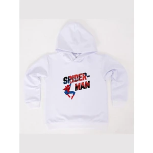 Spiderman Baskılı Örümcek Adam Kapüşonlu Pamuklu Kumaş Çocuk Sweatshirt