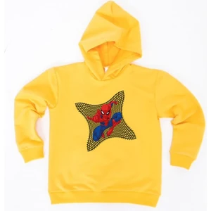 Spiderman Baskılı Örümcek Adam Kapüşonlu Pamuklu Kumaş Çocuk Sweatshirt