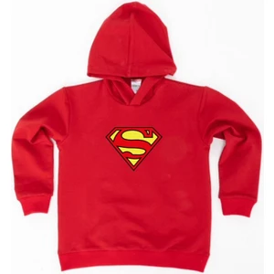 Superman Baskılı Kapüşonlu Pamuklu Kumaş Çocuk Sweatshirt