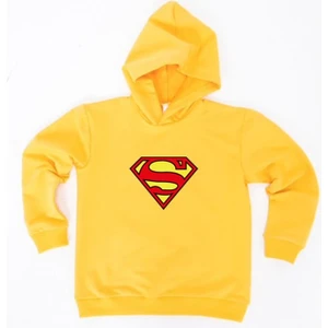 Superman Baskılı Kapüşonlu Pamuklu Kumaş Çocuk Sweatshirt