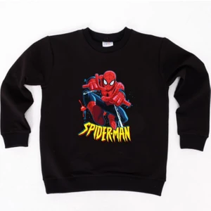 Spiderman Baskılı Örümcek Adam Pamuklu Kumaş Çocuk Sweatshirt