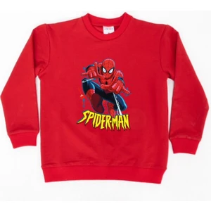 Spiderman Baskılı Örümcek Adam Pamuklu Kumaş Çocuk Sweatshirt